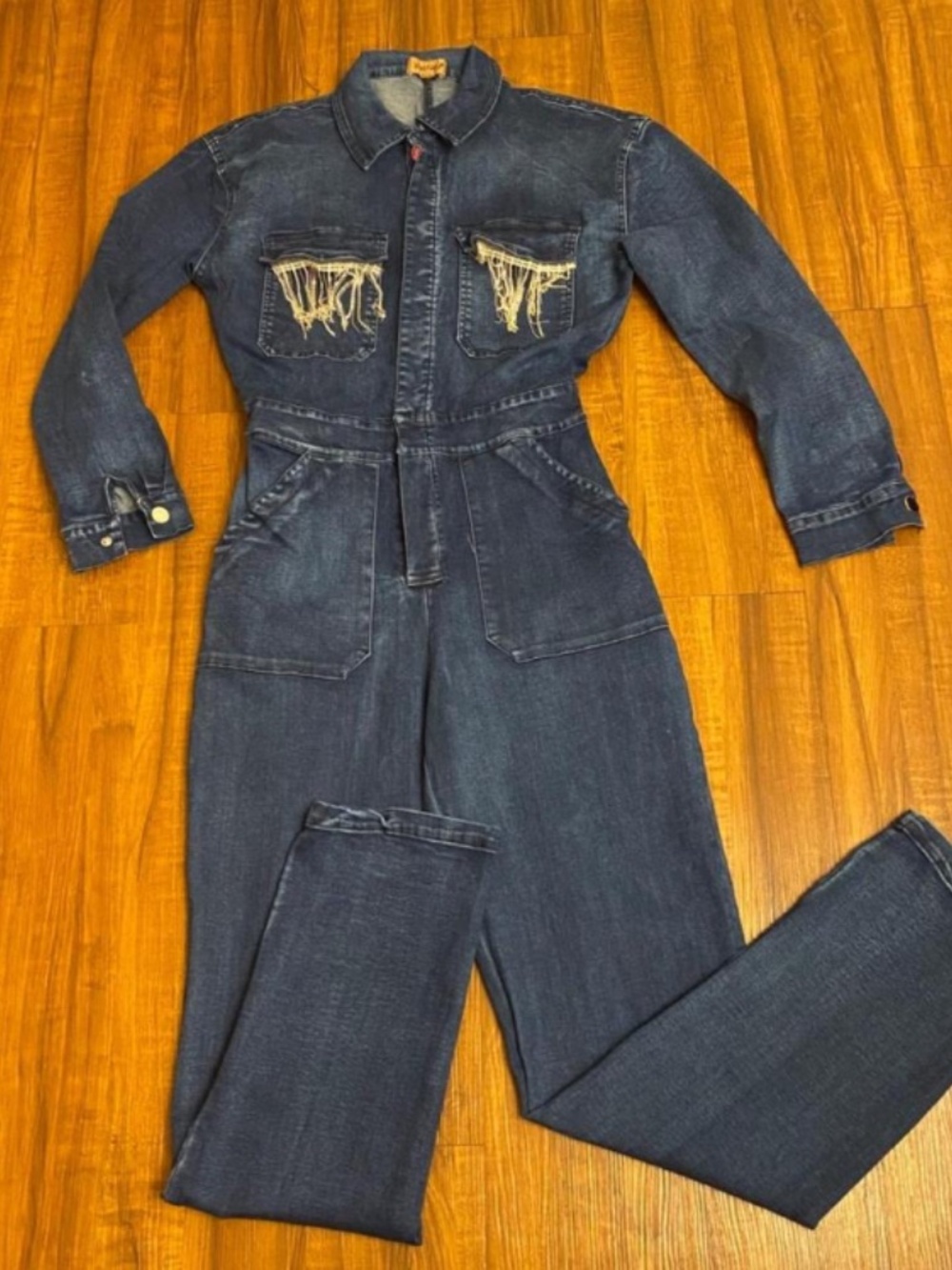 New Orleans Ladies Denim Jumpsuit with Fringe Rhinestones - Picture 5 of 5